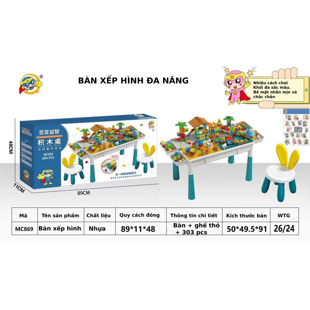 Bàn Xếp Hình Lego Đa Năng